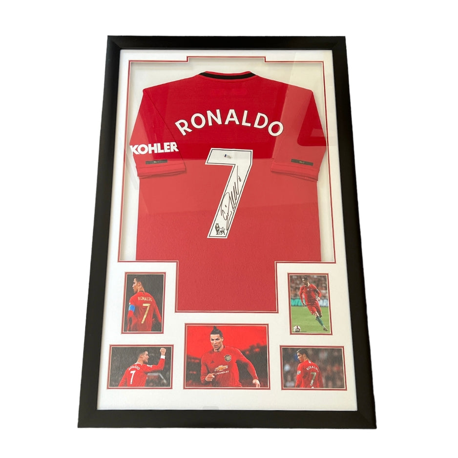 CR7 - Jersey Firmada del Manchester United - Marco de Exhibición