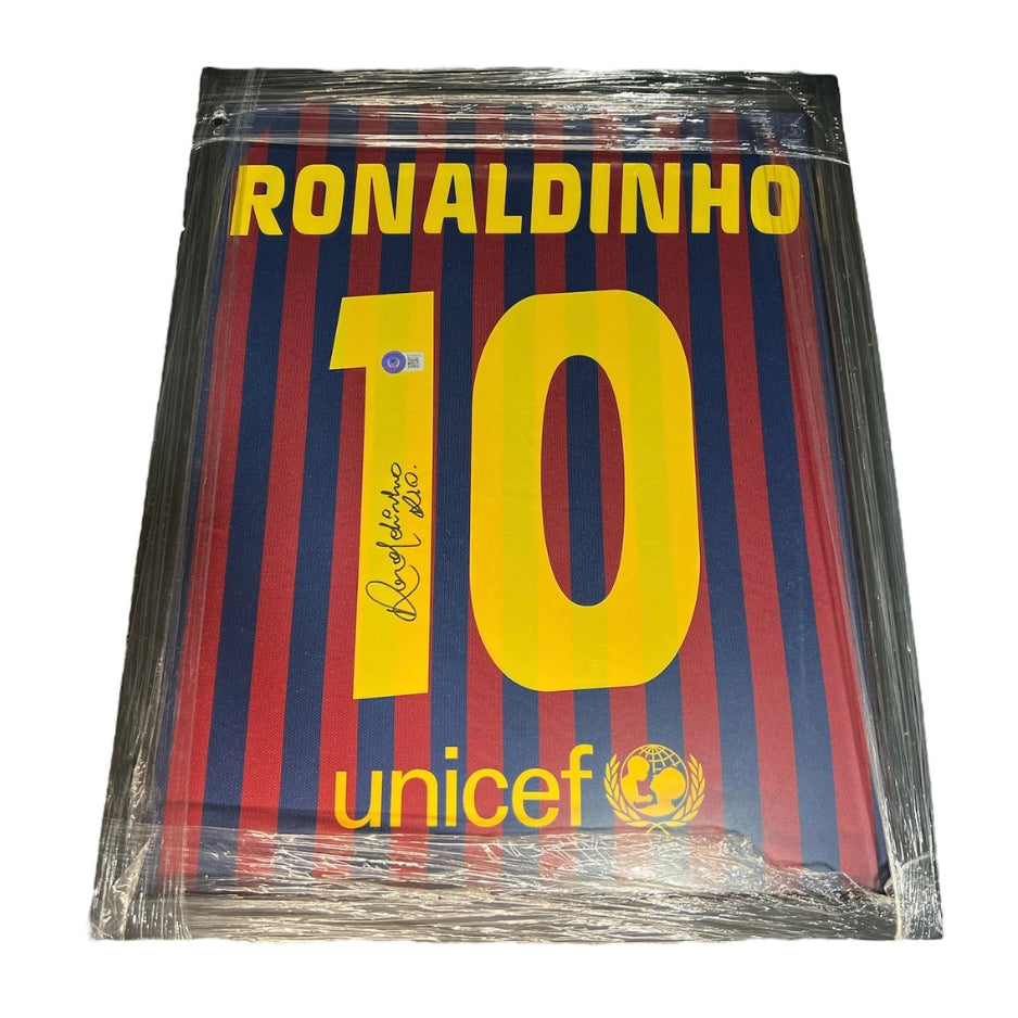 Ronaldinho-Jersey Firmada del FC Barcelona - Marco