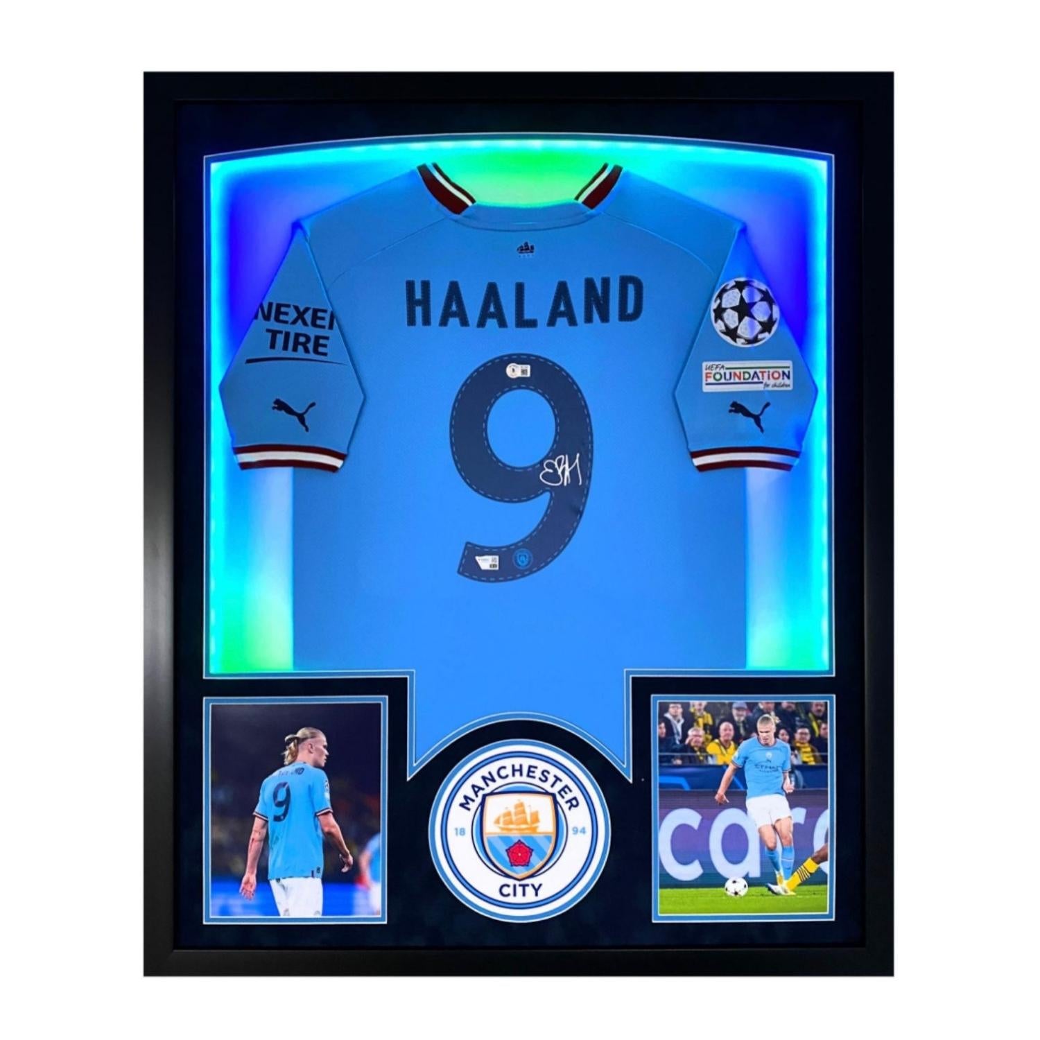 Haaland - Jersey Firmada del Manchester City - Marco de Exhibición