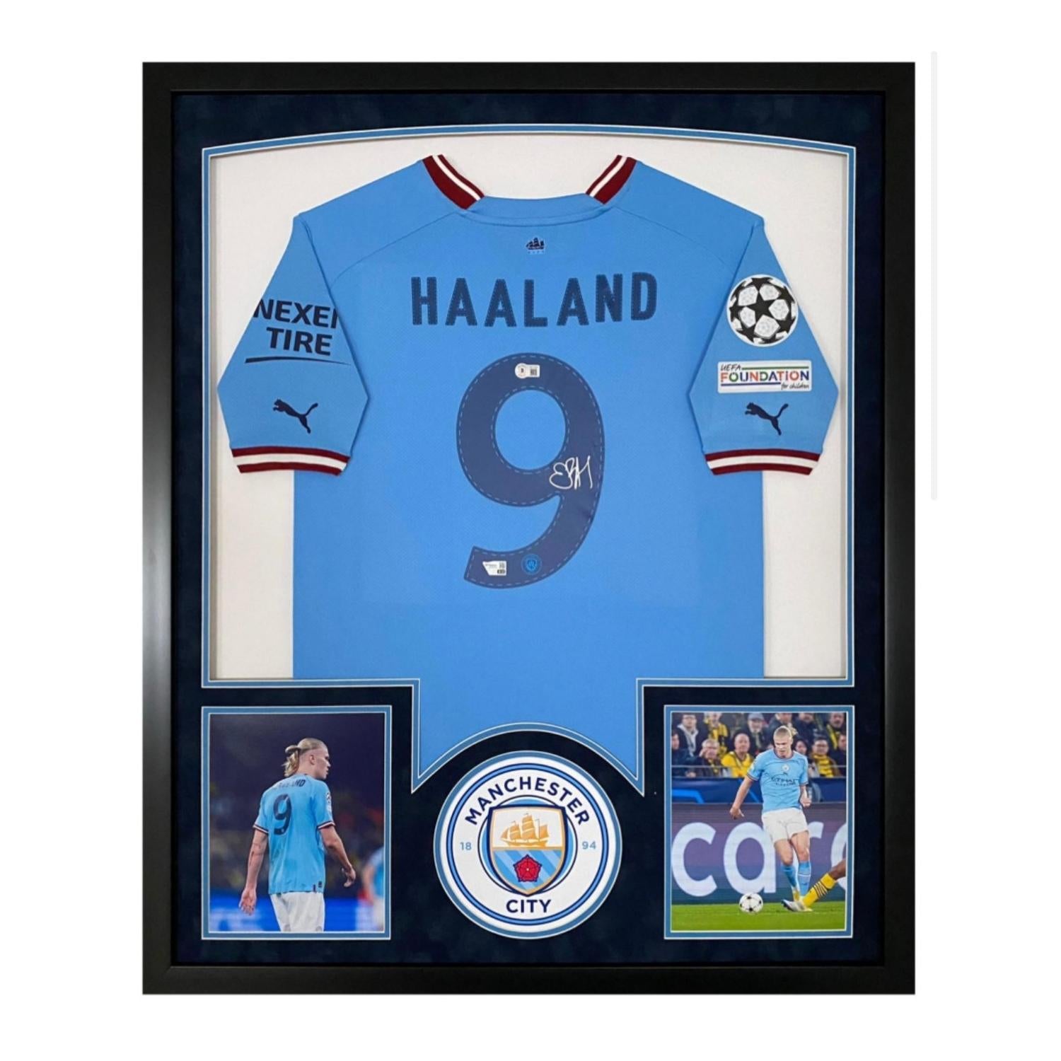 Haaland - Jersey Firmada del Manchester City - Marco de Exhibición