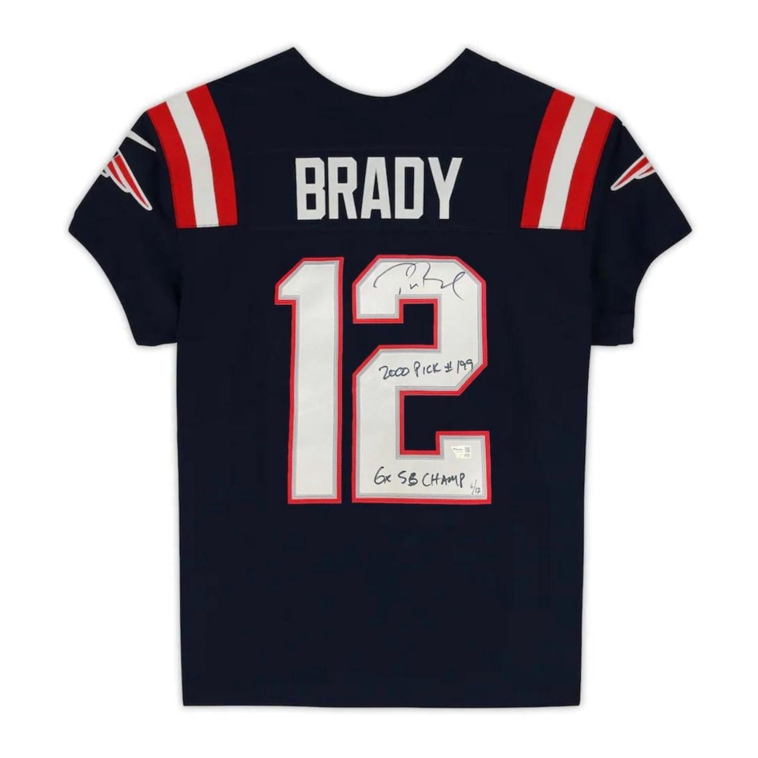 Tom Brady Signed LE Jersey Inscribed "2000 Pick #196 6x SB Champ"